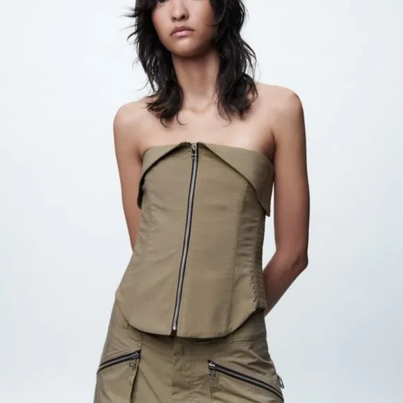 Zara | Tops | Zara Zipper Bustier | Poshmark